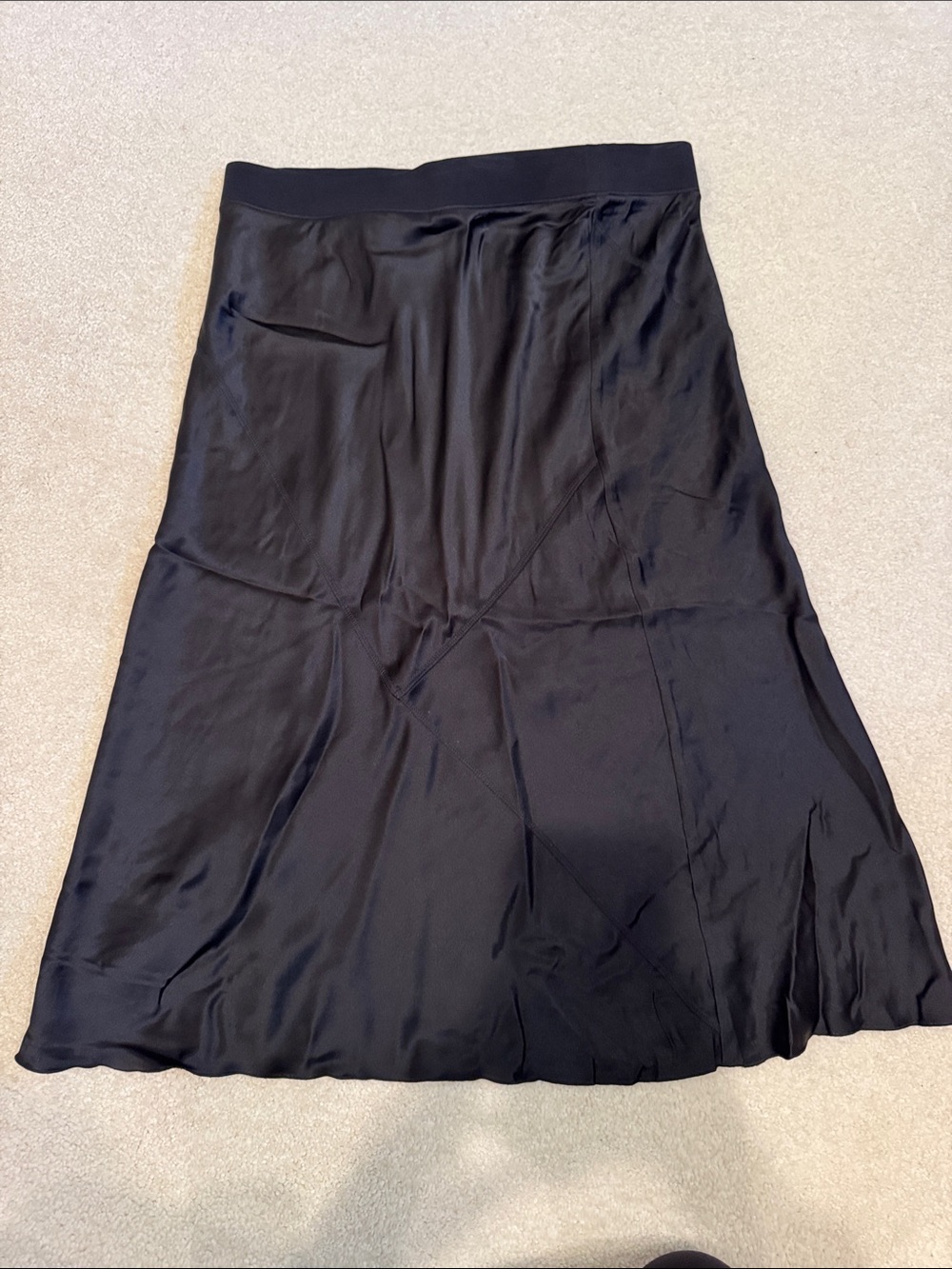 Women's Black Silk A-Line Skirt